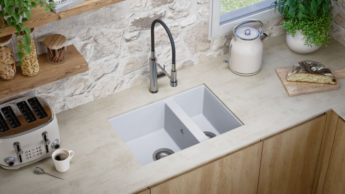 evier sous plan evo blanc